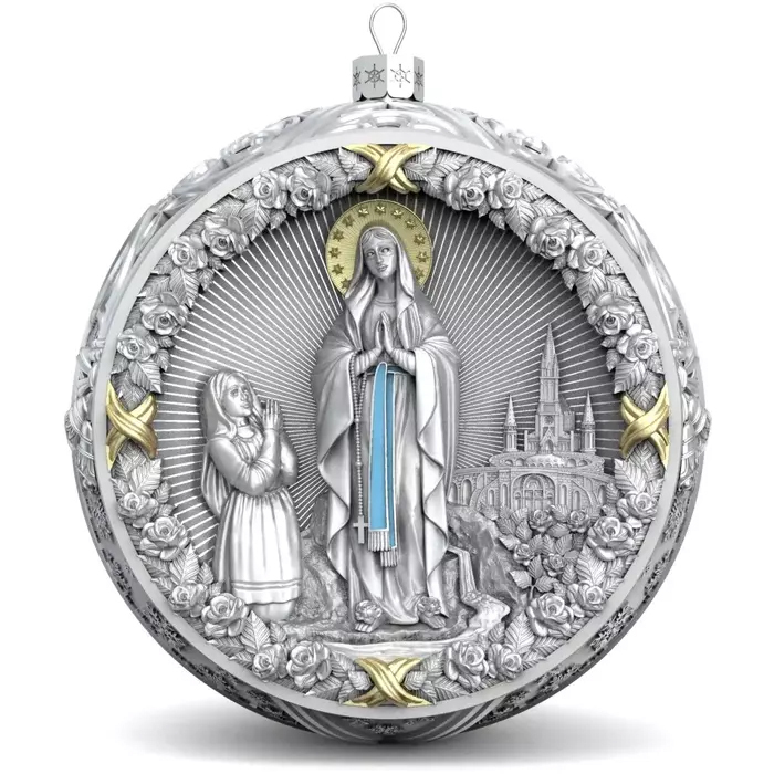 Набор подарочный с шарами и иконой "Божья Матерь Владимирская" из серебра, 6 шаров